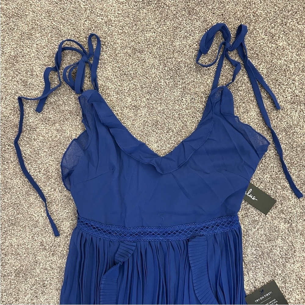 Lulu's Blue Ruffle Midi Dress - Picture 7 of 16